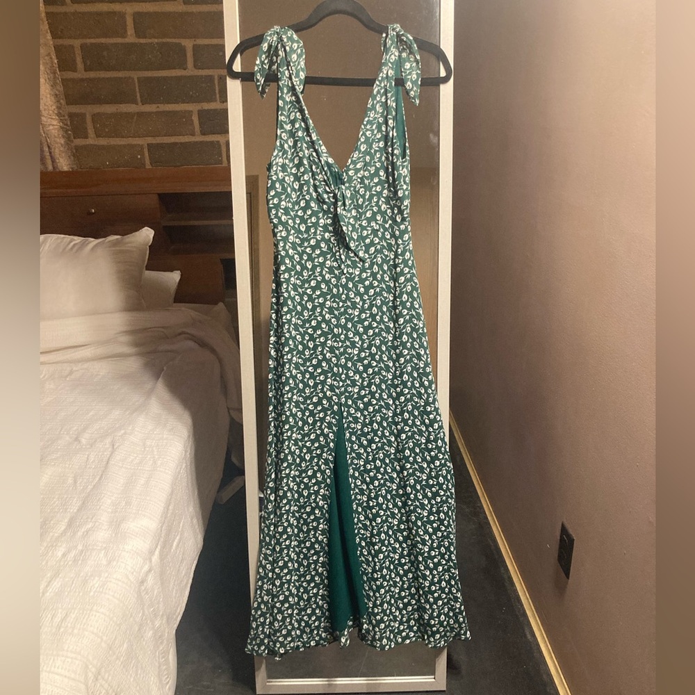 Reformation Harper Midi Dress Green Floral Size 0